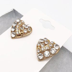 COPY - Gold Plated Heart Crystal Post Earrings